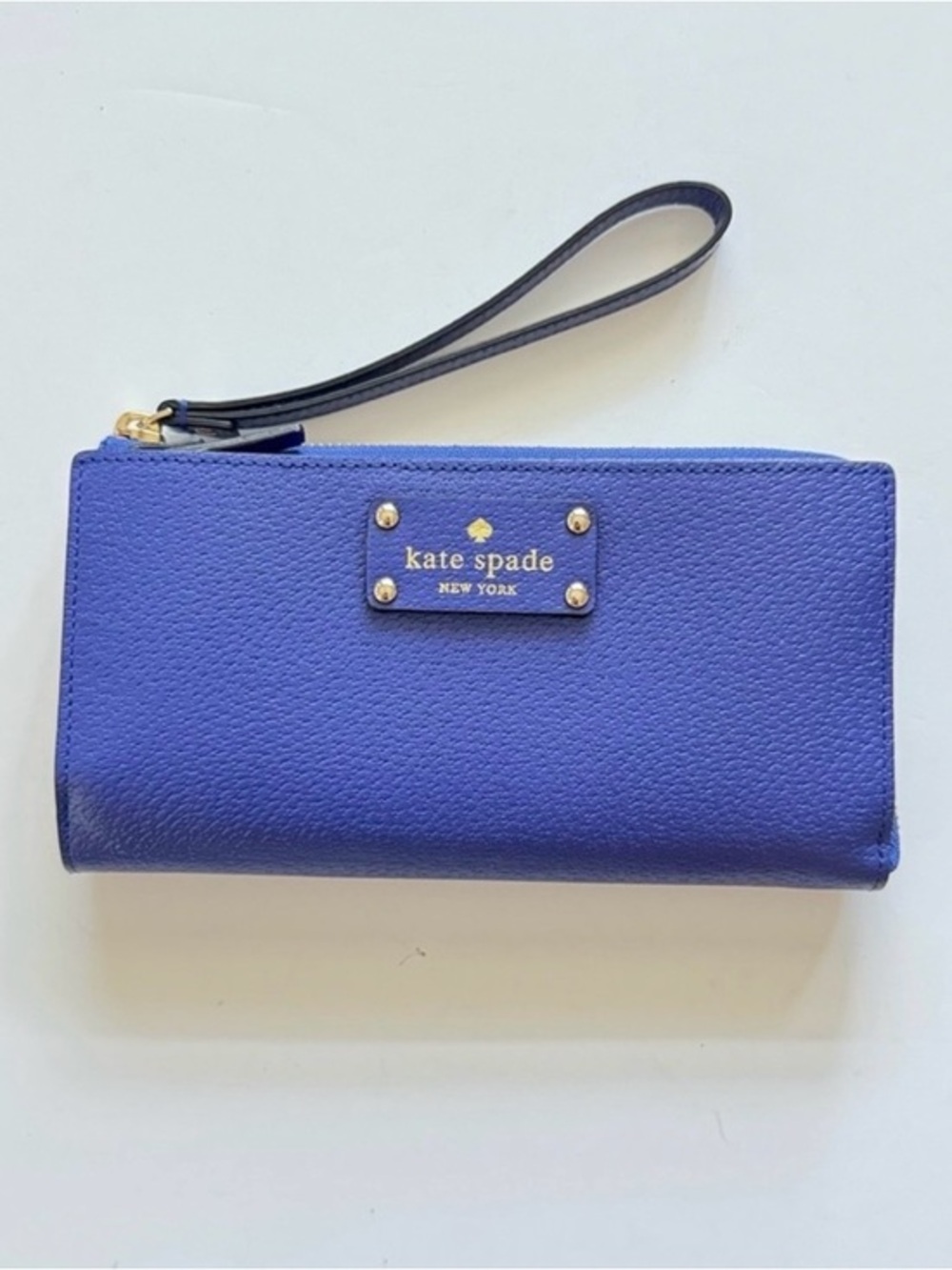 NWT Kate Spade Grand Street Layton Blue Leather Wallet Wristlet — Gift Ready, OS